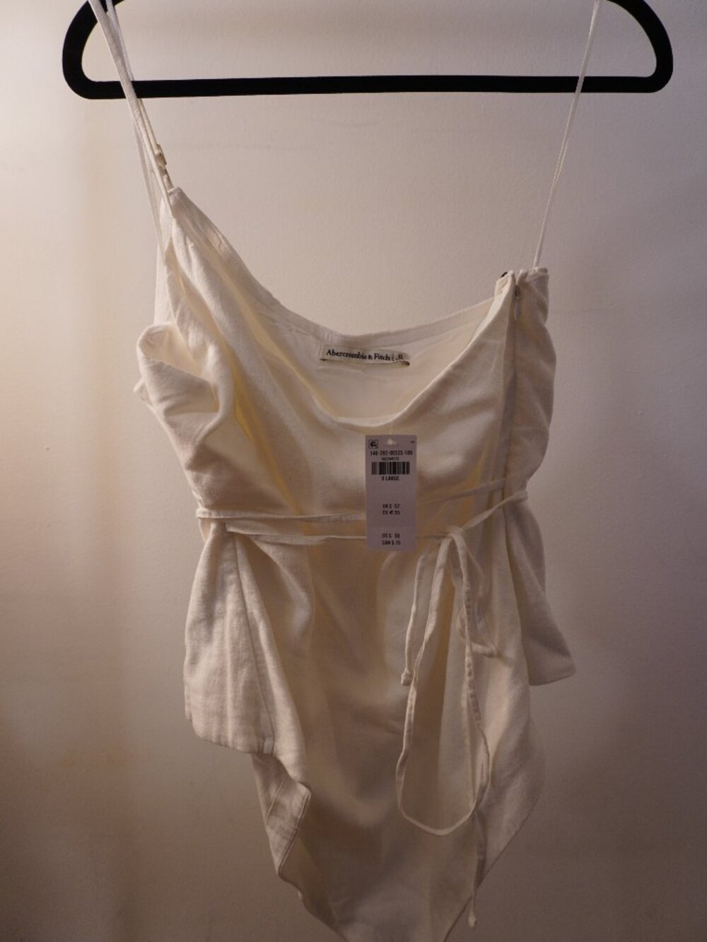 NWT Abercrombie & Fitch White Strappy Wrap Top XL | Corset Handkerchief Top